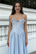 Elegant Light Blue Corset Prom Dress with Pearl Bust Plus Elegant Ruffle Straps,OLP2033