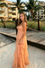 Modern Peach Pink Strapless Tiered Chiffon Long Prom Dress for Party,OLP2330