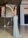 Sparkly Light Blue Sequin Strapless Mermaid Prom Dress with Choker,OLP2404