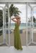 Modern Olive Green Deep V Neck Sleeveless Maxi Prom Dress Sexy Ruched Chiffon Gown,OLP2384