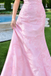 Pretty Pink Sweetheart Strapless Mermaid Long Prom Dress Satin Pleated Modern,OLP2430