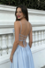 Elegant Light Blue Corset Prom Dress with Pearl Bust Plus Elegant Ruffle Straps,OLP2033