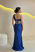 Modern Royal Blue Satin Mermaid Gown Unique Corset Bodice Prom Dress,OLP2332