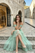 Modern Mint Green Off-Shoulder Tulle Gown Beautiful Ruffled Layered Prom Dress,OLP2324