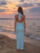 Sexy Blue Sequin Halter Bodycon Gown Stunning Slit Prom Dress,OLP2343