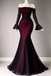 Modern Elegant Burgundy Mermaid Prom Dress Off-Shoulder Long Sleeve Formal Gown,OLP2275