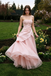Fancy Pink Tulle Evening Gown Sweetheart Strapless Long Prom Dress Beaded,OLP2354