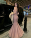 Stunning Pink Beaded Mermaid Prom Dress Modern Scoop Neck Floor Length Gown,OLP2285