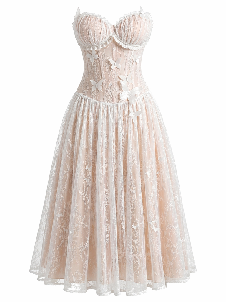 Beautiful Lace Prom Dress with Butterflies Romantic Sweetheart A Line Gown,OLP2230