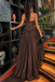 Sexy Brown Strapless Beaded Corset Chiffon A Line Prom Dress,OLP2448