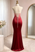 Modern Red Satin Mermaid Evening Gown Classy Cowl Neck Sleeveless Prom Dress,OLP2313