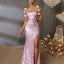 Sparkly Pink Spaghetti Strap Mermaid Long Prom Dress Ideas, Evening Party Dresses, OLP1545