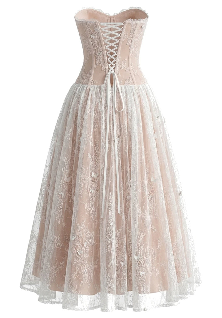 Beautiful Lace Prom Dress with Butterflies Romantic Sweetheart A Line Gown,OLP2230