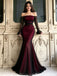 Modern Elegant Burgundy Mermaid Prom Dress Off-Shoulder Long Sleeve Formal Gown,OLP2275