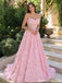 Pink 3D Floral Rose Sweetheart Corset A Line Long Prom Dress Ball Gown Unique,OLP2241