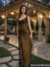 Sparkly Brown Sequin Prom Dress Unique Cowl Neck Sleeveless Side Slit Gown,OLP1905