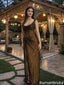 Sparkly Brown Sequin Prom Dress Unique Cowl Neck Sleeveless Side Slit Gown,OLP1905