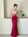Modern Red Satin Mermaid Evening Gown Classy Cowl Neck Sleeveless Prom Dress,OLP2313