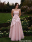 Fancy Pink Tulle Evening Gown Sweetheart Strapless Long Prom Dress Beaded,OLP2354