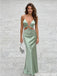 Sexy Satin Maxi Prom Dress Sleeveless V Neck Open Back Evening Gown,OLP2311