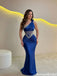 Modern Royal Blue Satin Mermaid Gown Unique Corset Bodice Prom Dress,OLP2332
