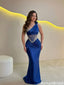 Modern Royal Blue Satin Mermaid Gown Unique Corset Bodice Prom Dress,OLP2332