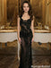 Sexy Black Sheer Mermaid Gown Unique Floral Applique Sleeveless Prom Dress,OLP2304