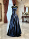 Unique Navy Blue Strapless Beaded Taffeta Mermaid Prom Dress for Fancy Events,OLP2226