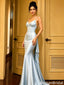 Sexy Spaghetti Straps Mermaid V-neck Backless Silver Long Evening Prom Dress Online, OL154