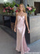 Elegant Pink Strapless Satin Prom Gown Sleeveless Floor Length Mermaid Formal Dress,OLP1872