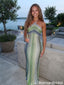 Modern Halter Neck Stripe Knit Prom Dress Classy Bodycon Sleeveless Evening Gown,OLP2331