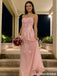 Embroidered Pink Strap Long Prom Dress Applique Modern Elegant Evening Gown,OLP2136