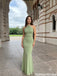 Modern Sage Green Halter Prom Dress Elegant Ruched Fitted Formal Gown,OLP2305