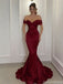 Sexy Burgundy Off-Shoulder Mermaid Long Prom Dress Ideas, Evening Party Dresses, OLP1683