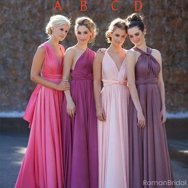 Elegant Mismatched Sleeveless A-Line Long Bridesmaid Dresses Online, BG901