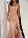 Elegant Pink Spaghetti Strap Mermaid Side Slit Long Prom Dress Ideas, Evening Party Dresses, OLP1470
