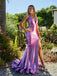 Elegant Purple V-Neck Mermaid Side Slit Long Prom Dress Ideas, Evening Party Dresses, OLP1663
