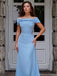 Elegant Blue Off-Shoulder Mermaid Long Prom Dress Ideas, Evening Party Dresses, OLP1457