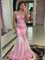Unique Floral Pink Halter Mermaid Long Prom Dress Ideas, Evening Party Dresses, OLP1526