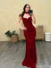 Sexy Red High Neck Mermaid Long Prom Dress Ideas, Evening Party Dresses, OLP1421
