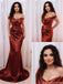 Unique Burgundy Off-Shoulder Mermaid Long Prom Dress Ideas, Evening Party Dresses, OLP1597