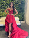 Sexy Red Sweetheart High Low Long Prom Dress Ideas, Evening Party Dresses, OLP1433