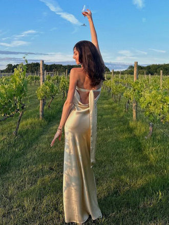 Soft Sweetheart Sleeveless Mermaid Satin Long Evening Prom Dresses Online, OLP643