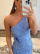 Sexy One-shoulder Sleeveless Mermaid Lace Long Prom Dresses With Slit For Party Online, OL383