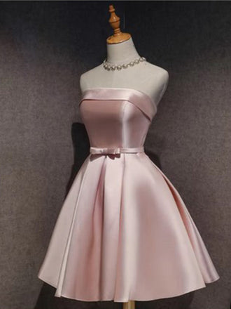 Soft Sweetheart Sleeveless A-line Satin Homecoming Dresses Online, HD1106