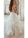 Sexy V-neck Sleeveless A-line White Long Tulle Weddding Dresses, WD0545