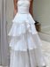 Cute Sweetheart Sleeveless A-line Tulle Ruffles Long Prom Dresses Online, OL539