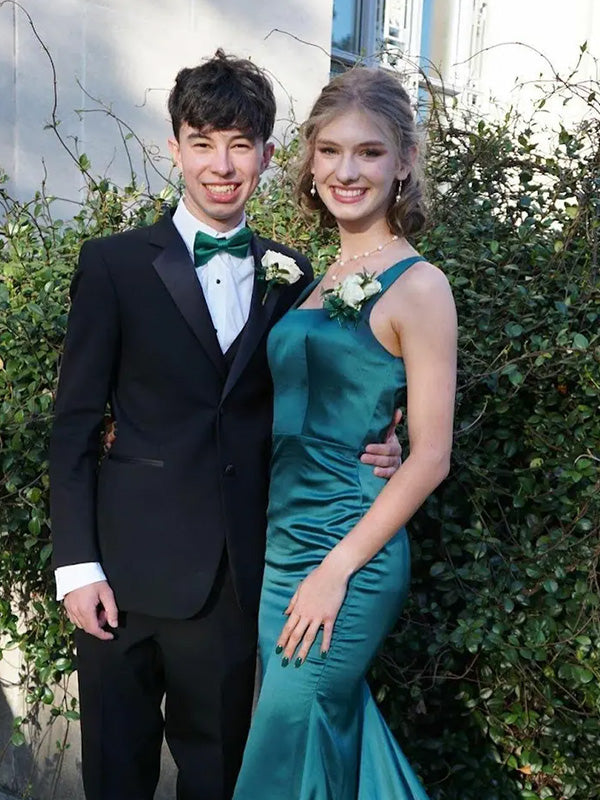 Sexy Square Sleeveless Mermaid Satin Long Prom Dresses With Trailing For Party Online, OL382