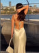 Soft Spaghetti Strap Sleeveless Mermaid Satin Evening Prom Dresses Online, OLP801