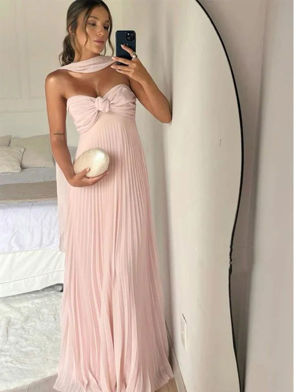 Simple Sweetheart Sleeveless A-line Satin Long Evening Prom Dresses Online, OLP747